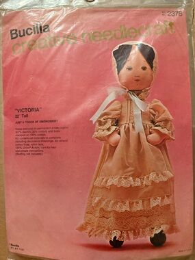 Bucilla creative needlecraft Victoria 22" Tall Pink Doll in Lace Dress Kit